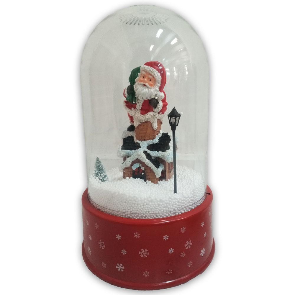 Enfeite Caixa de Neve Natalina Musical Papai Noel 110V