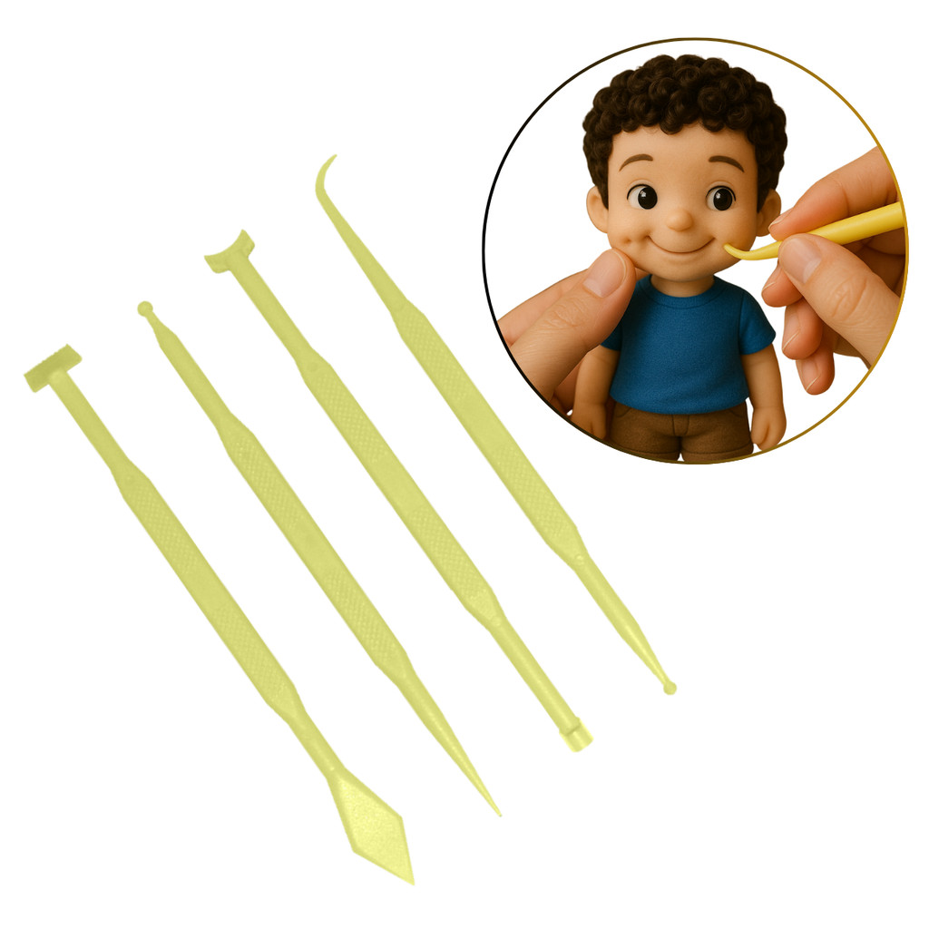 Jogo de Estecas Styllo c/ 4 pcs BlueStar Artesanato Confeitaria para Modelar Biscuit Pasta Americana