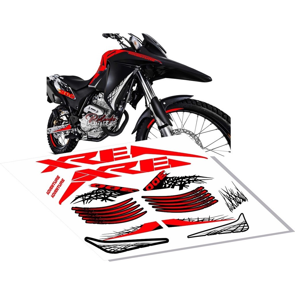 Kit Faixas Adesivos Emblema Xre 300 Adventure 2012 à 2018 (kit Completo) Cores Personalizadas