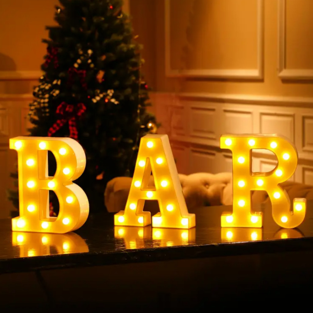 Kit 3 Letra Led Formado  B A R Luz Branco Quente 16  OU 21 CM em Oferta na Shopee