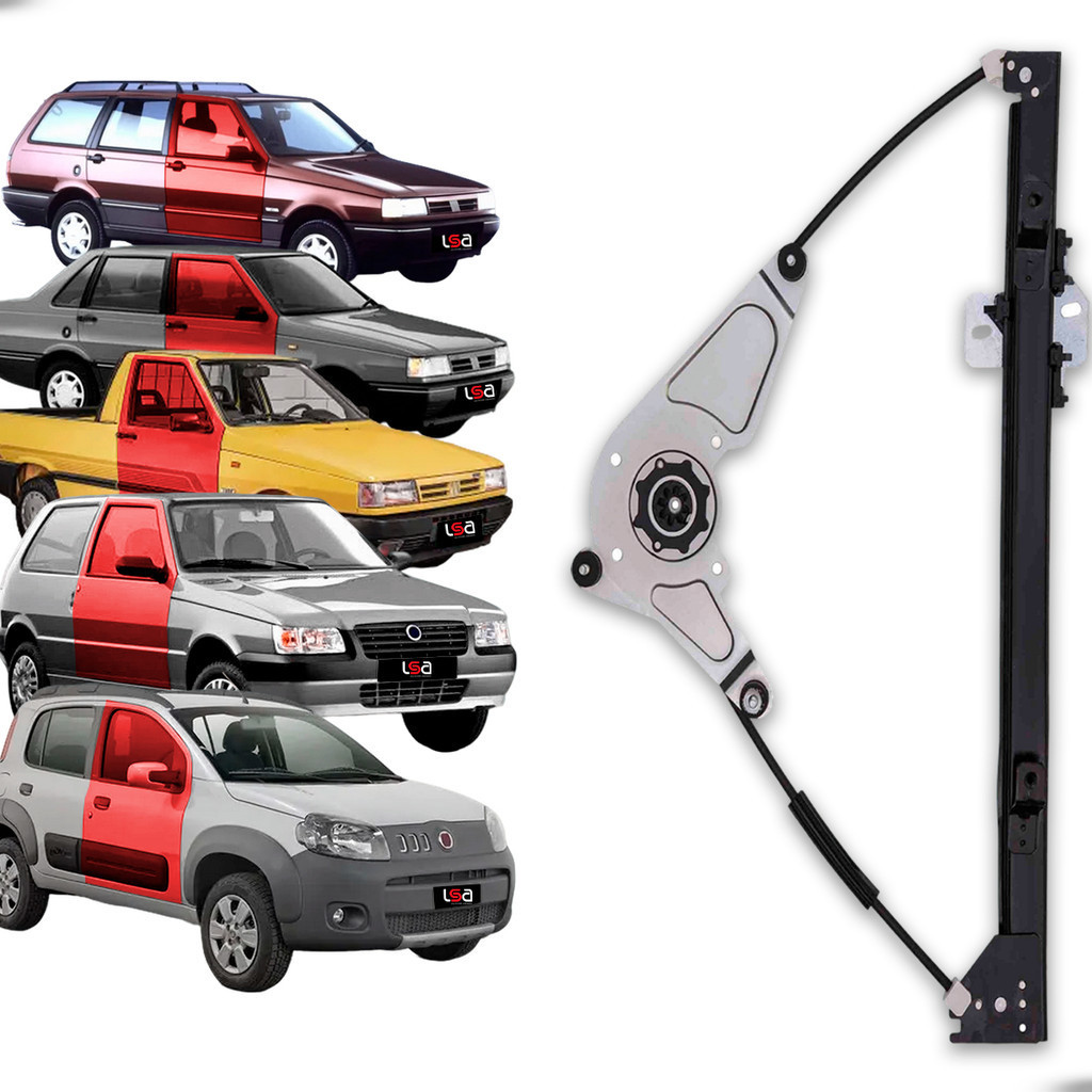Elevador Vidro Elétrico Uno LD Dianteira Direita Sem Motor Para Reposição Fiat Uno-Fiorino-Elba-Prêmio