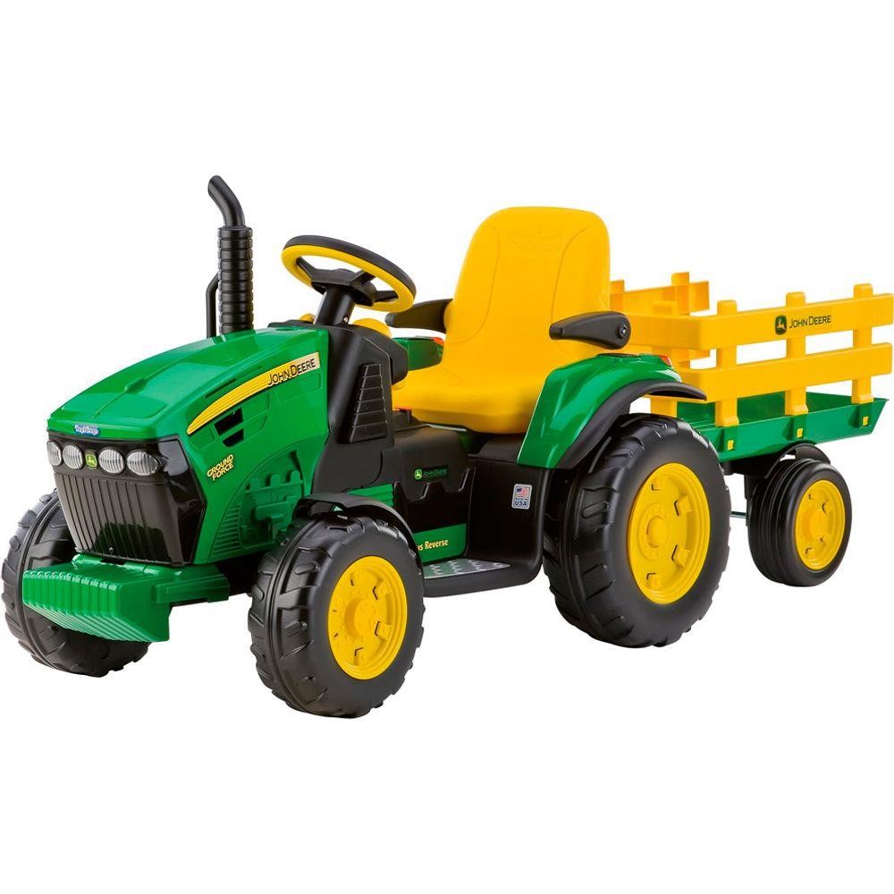 Trator Eletrico Infantil Peg-pérego John Deere Ground Force 12v Verde e Amarelo - Mom & Baby