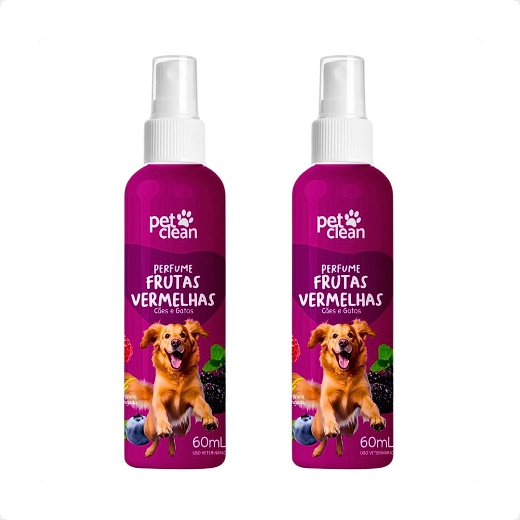 Kit 2 Perfume Colônia Frutas Vermelhas 60ml P/ Cães E Gatos - Pet Clean
