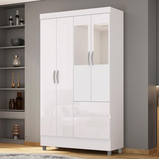 Guarda Roupa Solteiro 103cm Com Espelho Mayra Flex Branco V02 - Mpozenato em Oferta na Shopee