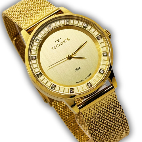 Relógio Technos Feminino Brilho Dourado Analógico Original em Oferta na Shopee