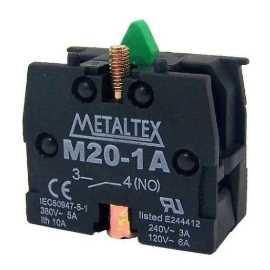 Bloco De Contato M20-1A 1NA / Botão M20 e P20 - Metaltex