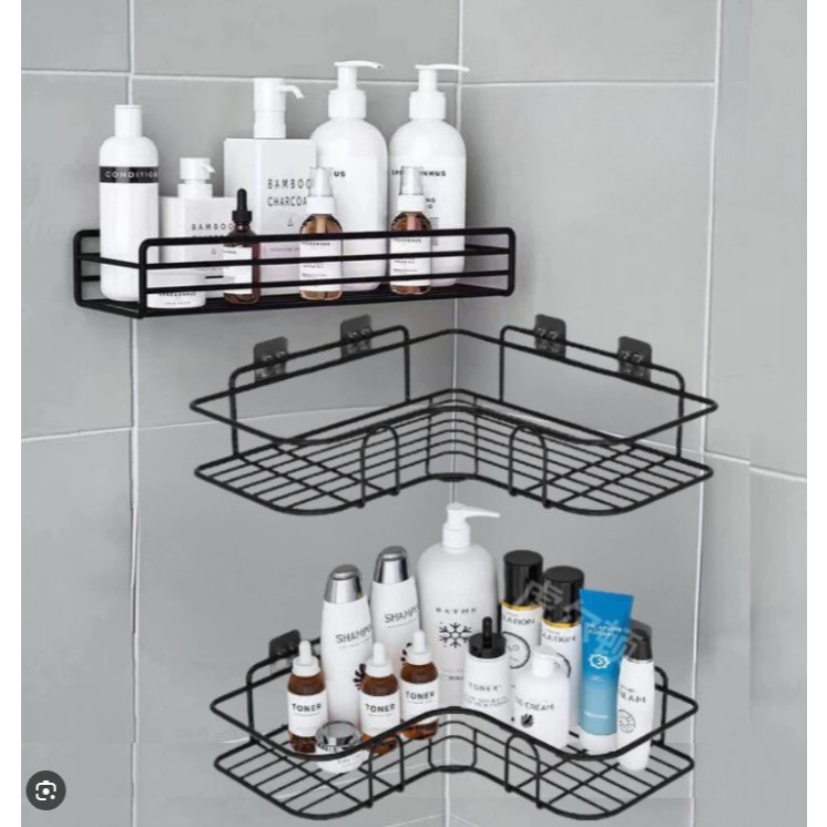 Prateleira Triangular de Banheiro e Cozinha com Suporte Adesivo para Shampoo e Sabão-Organizador de Produtos de Higiene