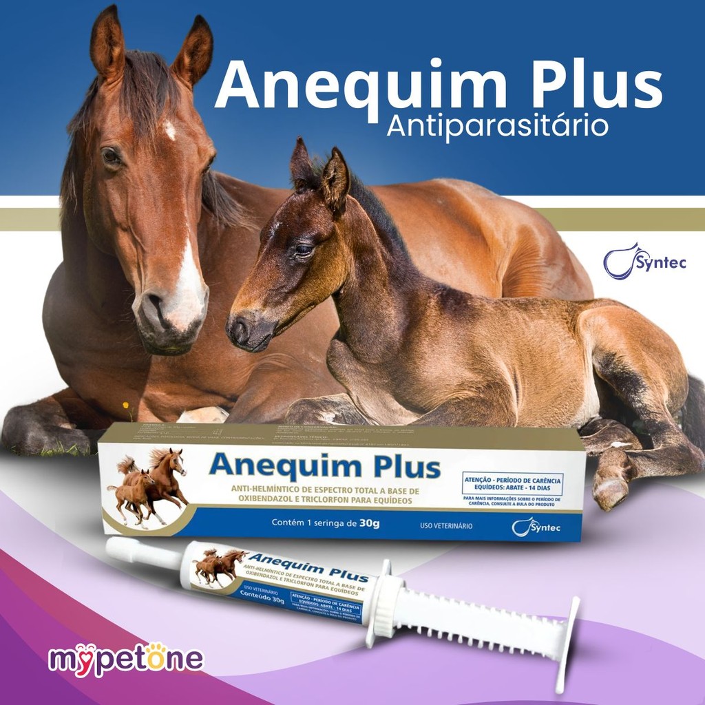 Detalhes do Kit 4 Vermífugo Oral Para Cavalos Anequim Plus Syntec - 30G