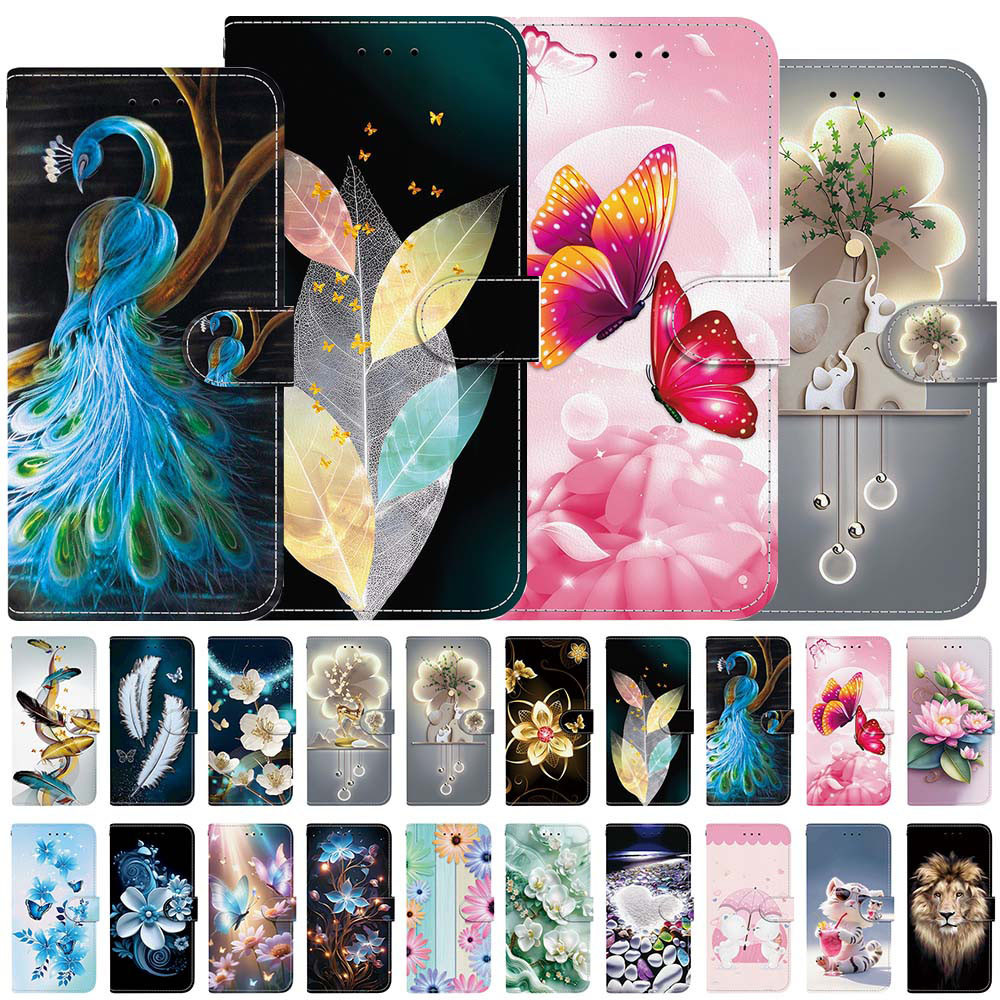 Capa Tipo Carteira Para Samsung Galaxy M16 M36 M15 M35 M55 M54 Borboleta Flor Pa