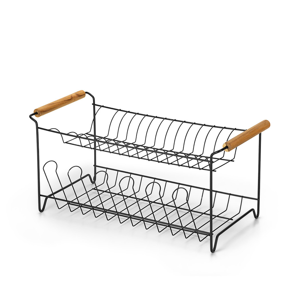 Escorredor Louça Duplo Pia Aço Eco Design Preto Organização Cozinha Arthi em Oferta na Shopee