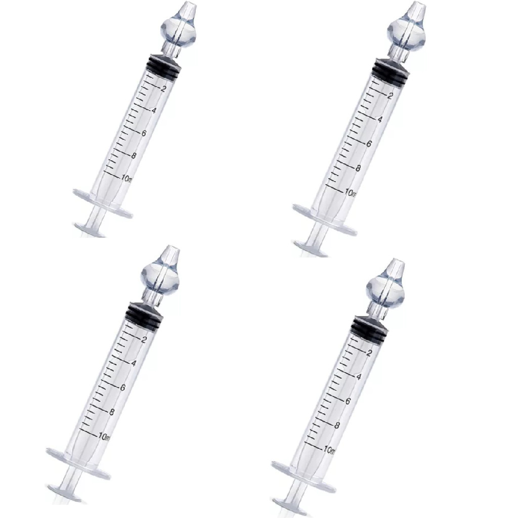 Kit 4 Aspiradores Nasal Seringa Infantil Silicone Facil Uso Limpeza Livre BPA