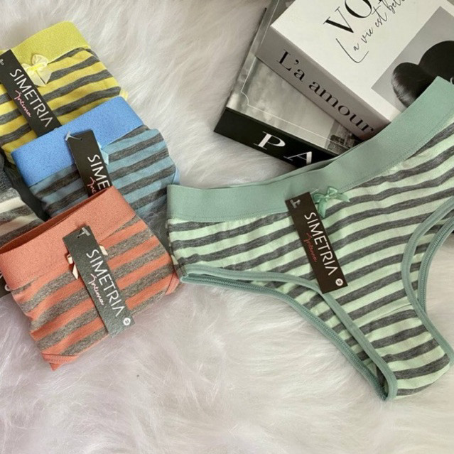 Kit 5 - Calcinha Algodão Listrada Conforto Feminina em Oferta na Shopee