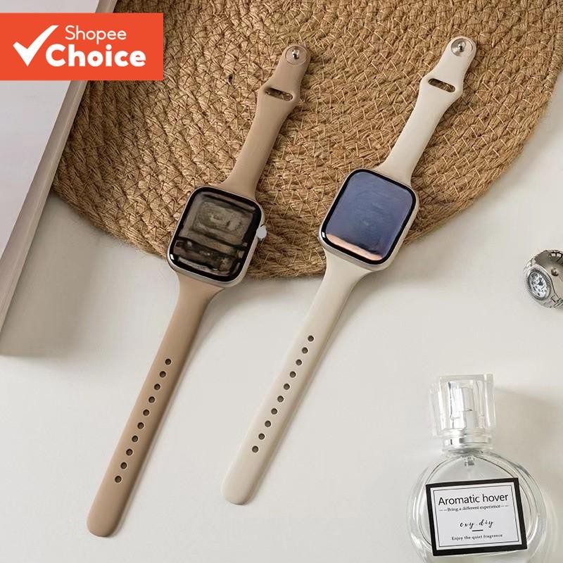 Pulseira De Silicone Fina Candy Colors Para Apple Watch-Bandas Macias E Respiráveis Com Fi...