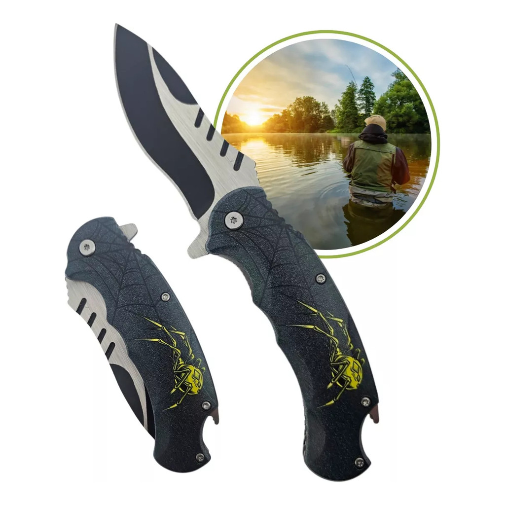 Canivete Aranha Trava Liner Lock Semi Automático Com Clip SLKD309