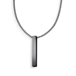 Colar Masculino Preto com Pingente Barra