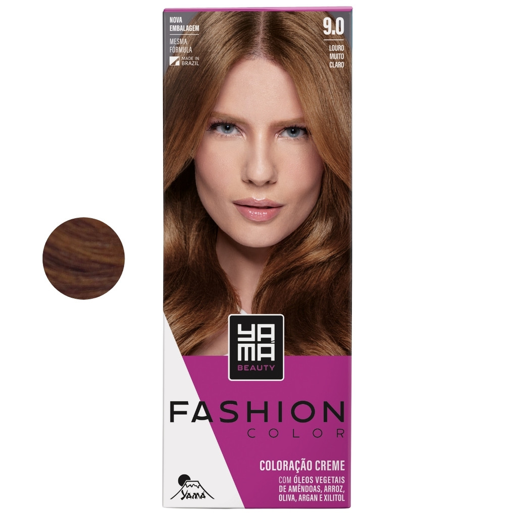 Coloração Yama Fashion Color Tintura Tinta Cabelo Creme Mini Kit 9.0 Louro Muito Claro