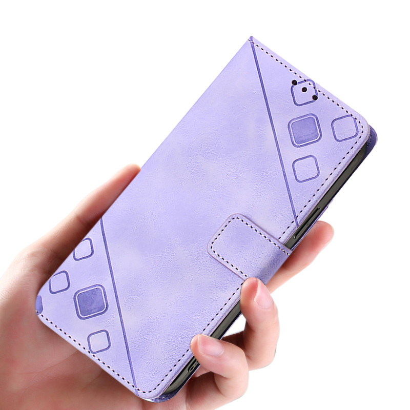 Capa De Telefone Para TCL K70 XE Carteira De Luxo Com Slot Cartão Flip Suporte 3D Padrões Geométricos De Couro À Prova D