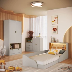 Quarto Infantil Completo Montessoriana Lille 4 Portas 5 Gavetas com Led Arenas - Art In Móveis