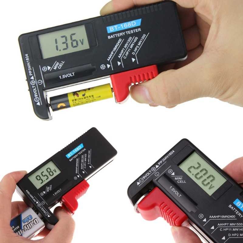Medidor Digital De Pilha Bateria Teste Testador De Carga Medidor De Potência Voltagem 1,5V 9V AA AAA
