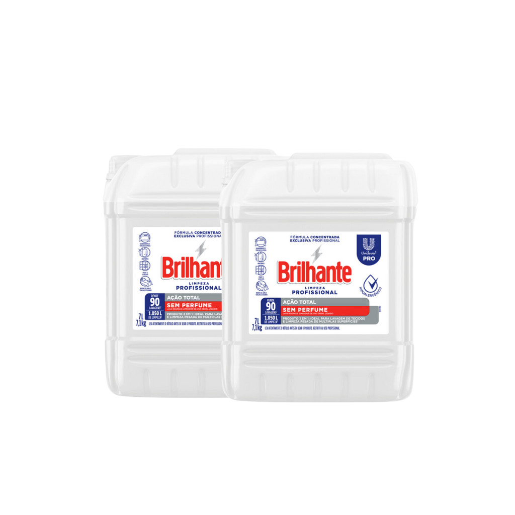 Kit 2und Lava Roupas sem Perfume Ação Total Brilhante 7L em Oferta na Shopee