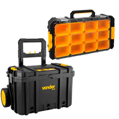kit Caixa de Ferramentas Vonder CRV700 com Rodas + Organizador OPV700 com 12 Compartimentos