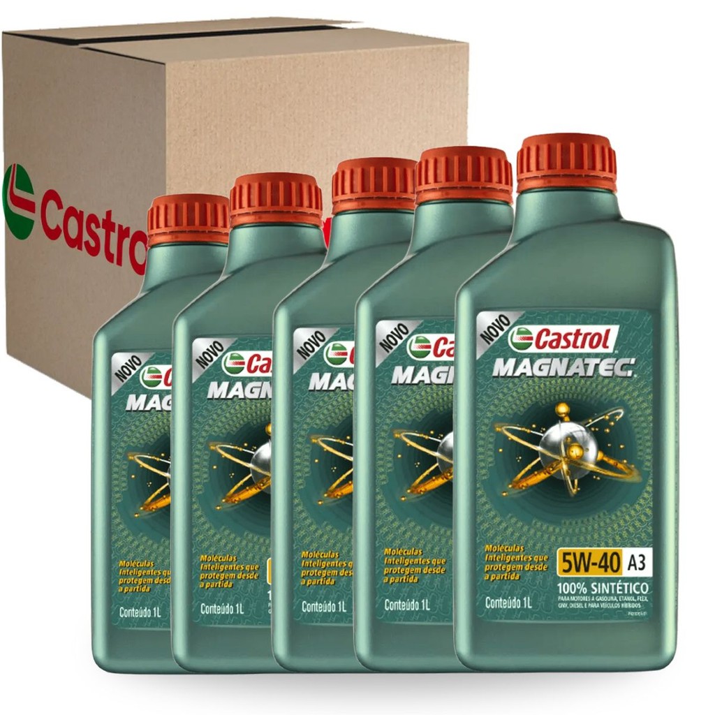 Kit 5 Oleos Lubrificante Magnatec 5w40 Sintético API SP A3/B4 Original Castrol em Oferta na Shopee
