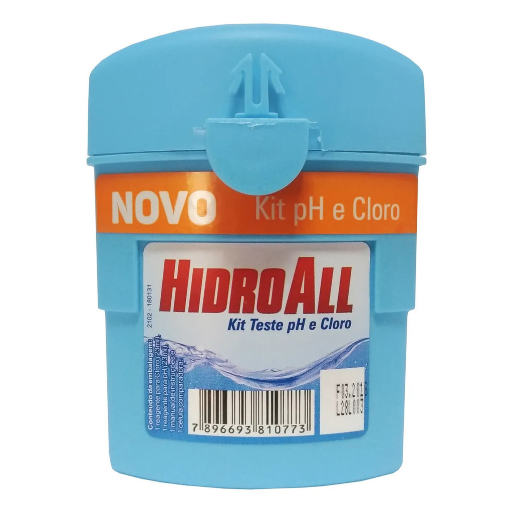 Kit de Teste pH e Cloro Hidroall Medidor Manual para Água de Piscina