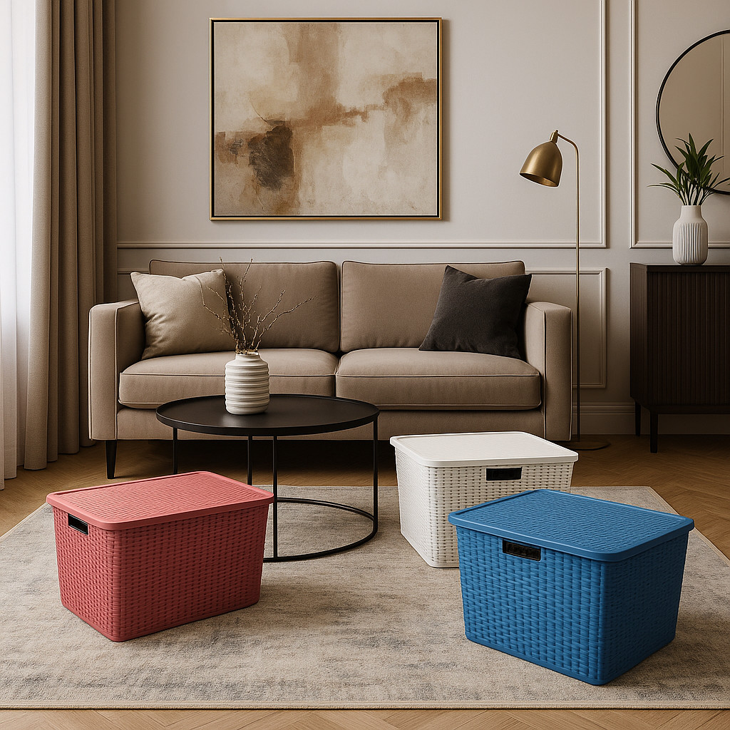 Caixa Organizadora Rattan 7 Litros C/ Tampa Empilhável Brinquedos Acessórios Dentista em Oferta na Shopee