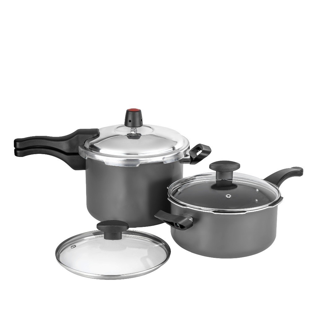 Jogo de Panelas Com Panela de Pressão Antiaderente 2 Panelas Que Viram Panela de Pressao 3L e 4,5L