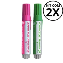 Kit com 2 Marcadores Para Quadro Branco - COMPACTOR COR:ROSA + VERDE