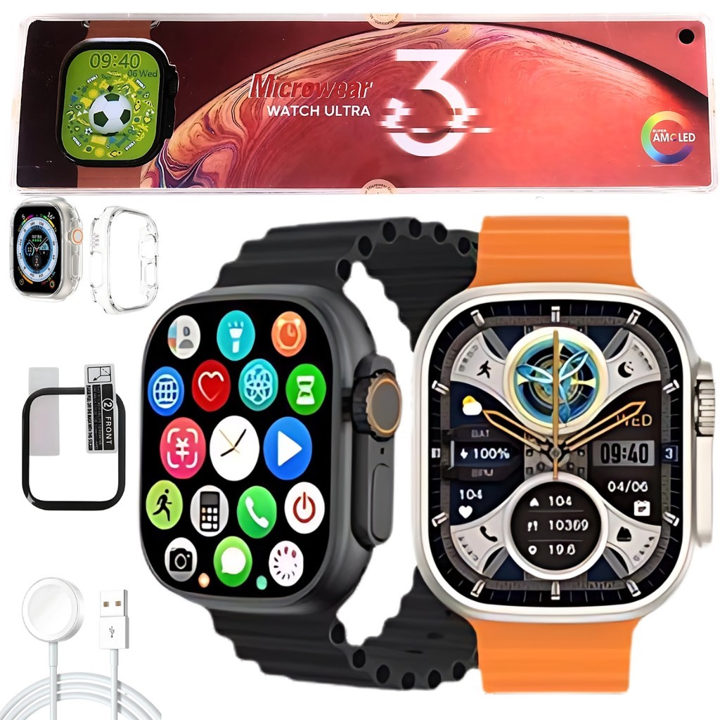 Smartwatch Ultra 3 PRO 2025 Lançamento 49mm Série 10 GPS Chat GPT NFC Microwear