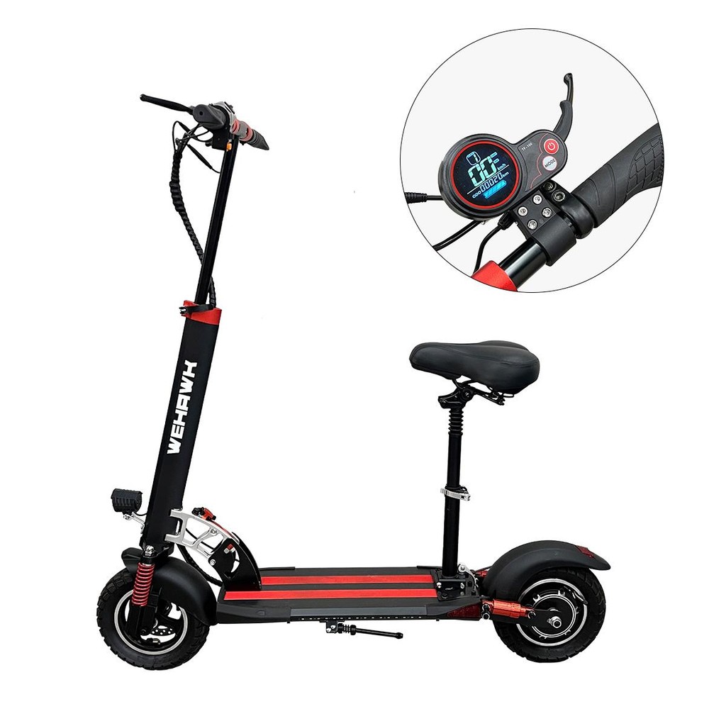 Patinete WeHawk SSM Ultra 500W com Assento  Bateria de Lítio 48V 8Ah  Preto