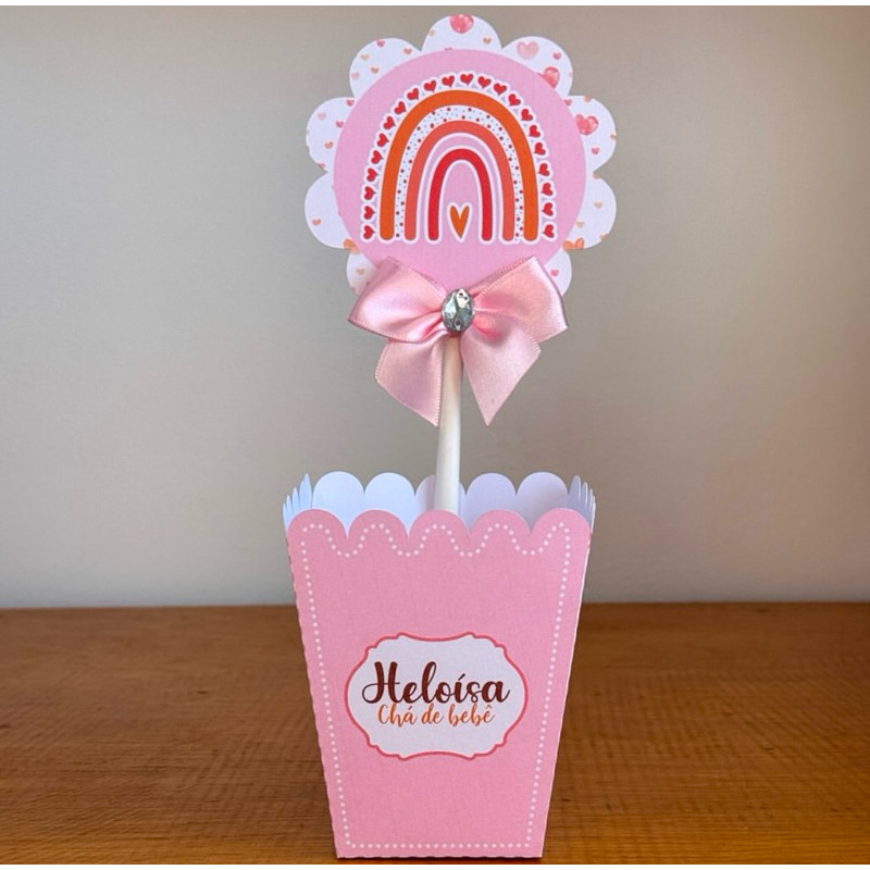 Centro de Mesa ARCO ÍRIS BOHO (PEGUE E MONTE) /Cachepot Cachepô Personalizado / Festa Aniversário Lembrancinha Mimo no