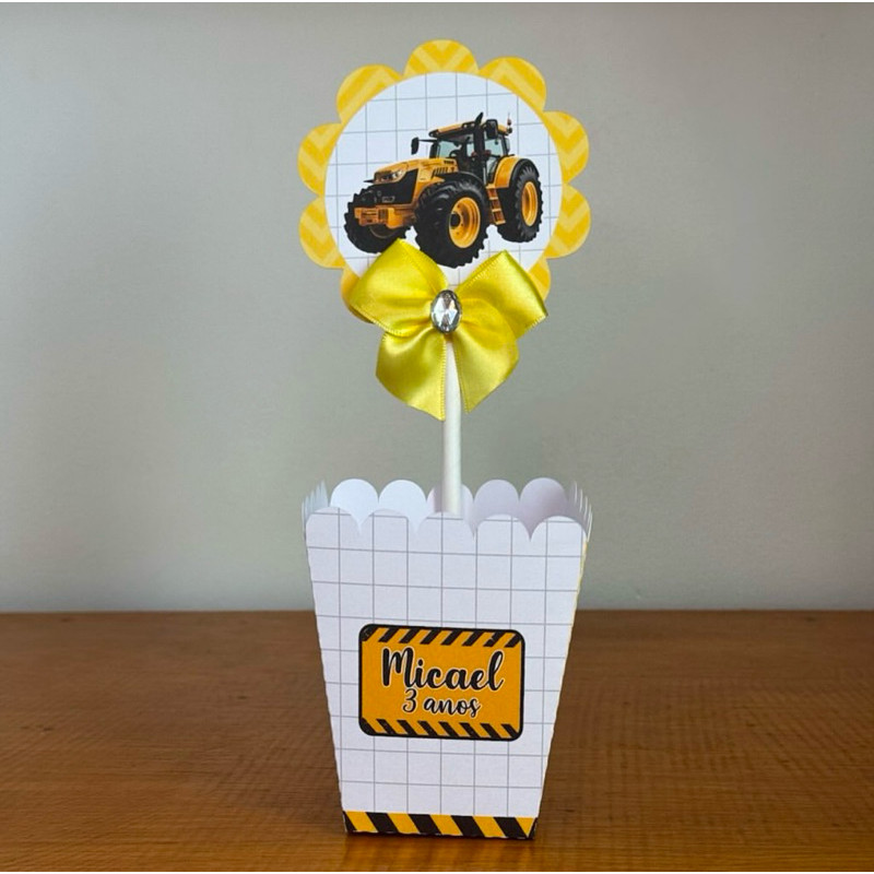 Centro de Mesa TRATOR (PEGUE E MONTE) /Cachepot Cachepô Personalizado/ Festa Aniversário Lembrancinha Mimo