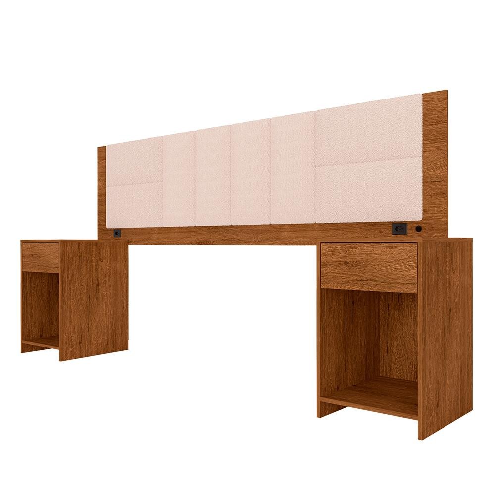 Cabeceira Estofada Cama Queen Rivera C/led Frei/bouclé Off White - M.a