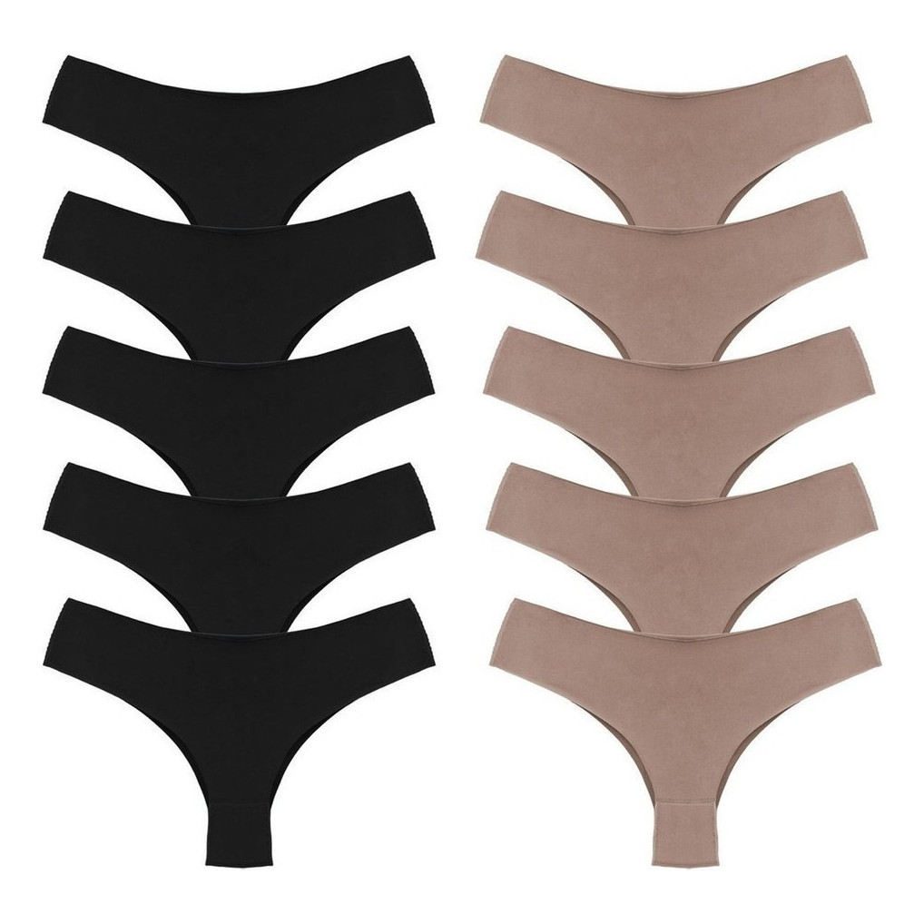 Kit 10 Calcinhas Corte A Laser Tanga Sem Costura Microfibra