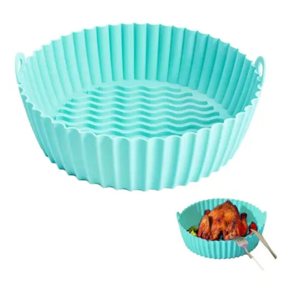 Forma de Silicone Redonda p/ Air Fryer Praticidade na Cozinha!