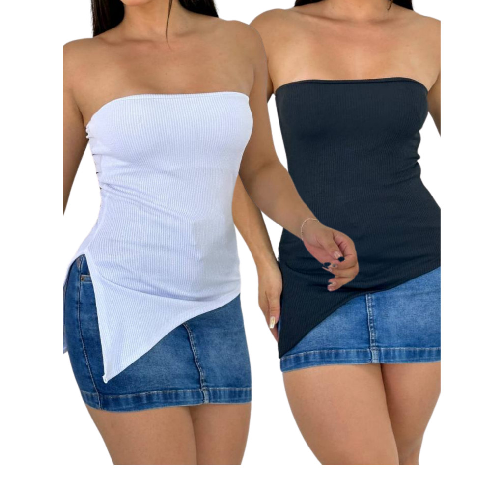 Blusa Tomara que Caia Assimétrica Canelada: O Ponto Alto da Moda Moderna Blogueira