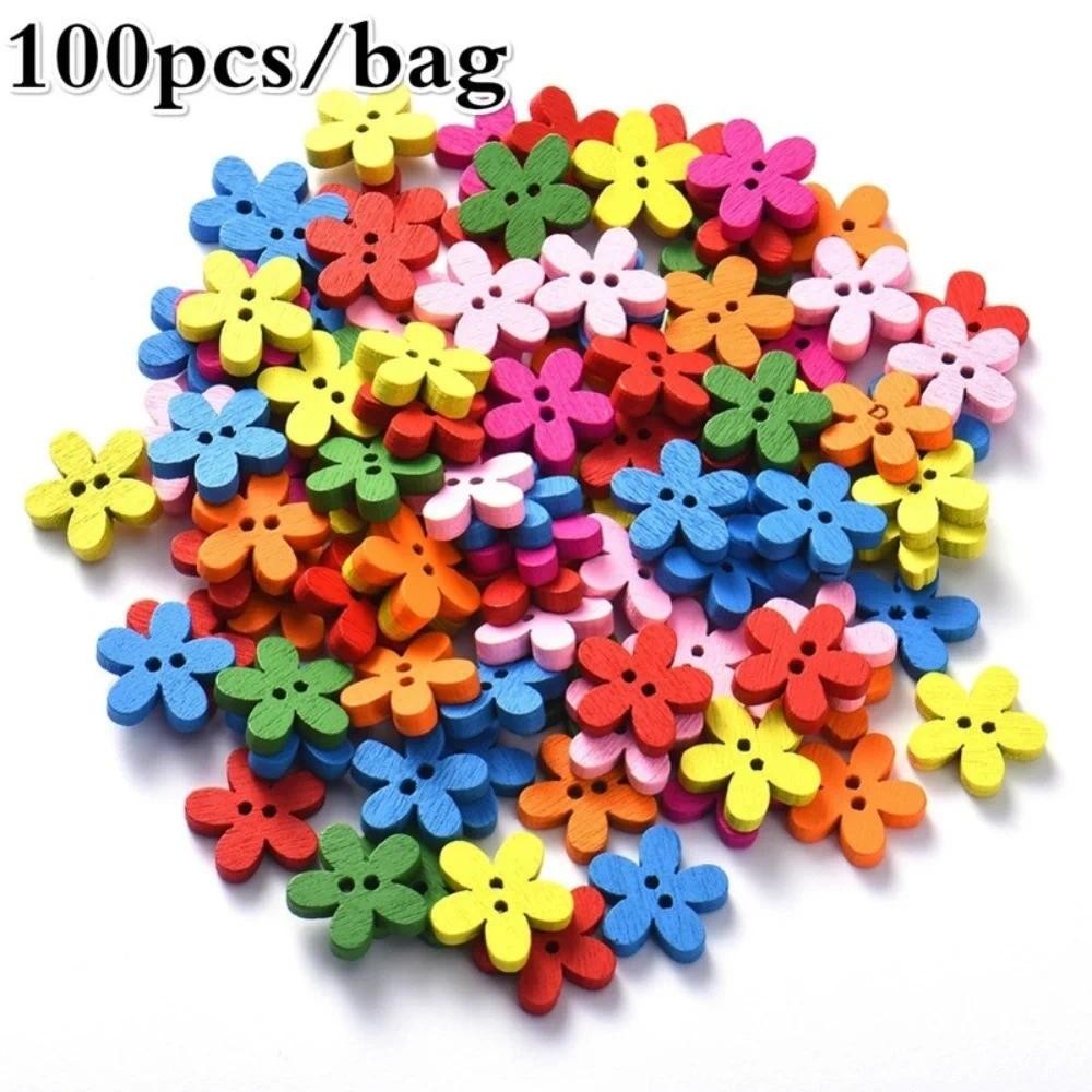 100 Botões Decorativos De Madeira Com Flores Mistas De 2 Furos Adequados Para Costura De Artes E Ofícios Multicoloridos em Oferta na Shopee