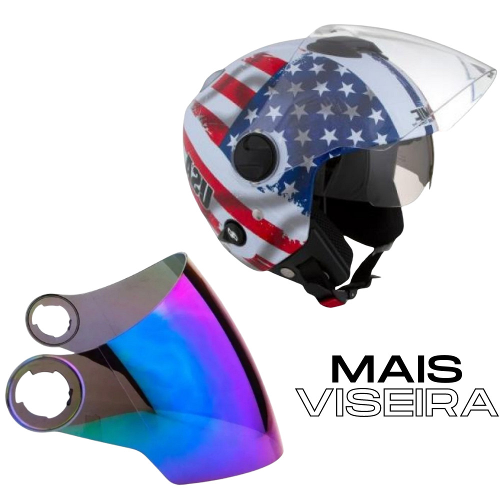 Capacete Aberto New Atomic Mais Viseira Camaleão Pro Tork Com Viseira Interna
