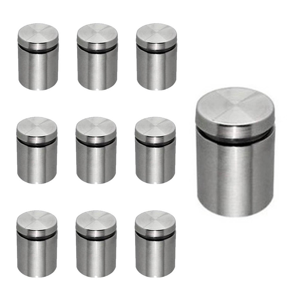 Kit com 12 Espaçador 25x25mm em Aço Inox Para Vidro Prolongador Aço Escovado