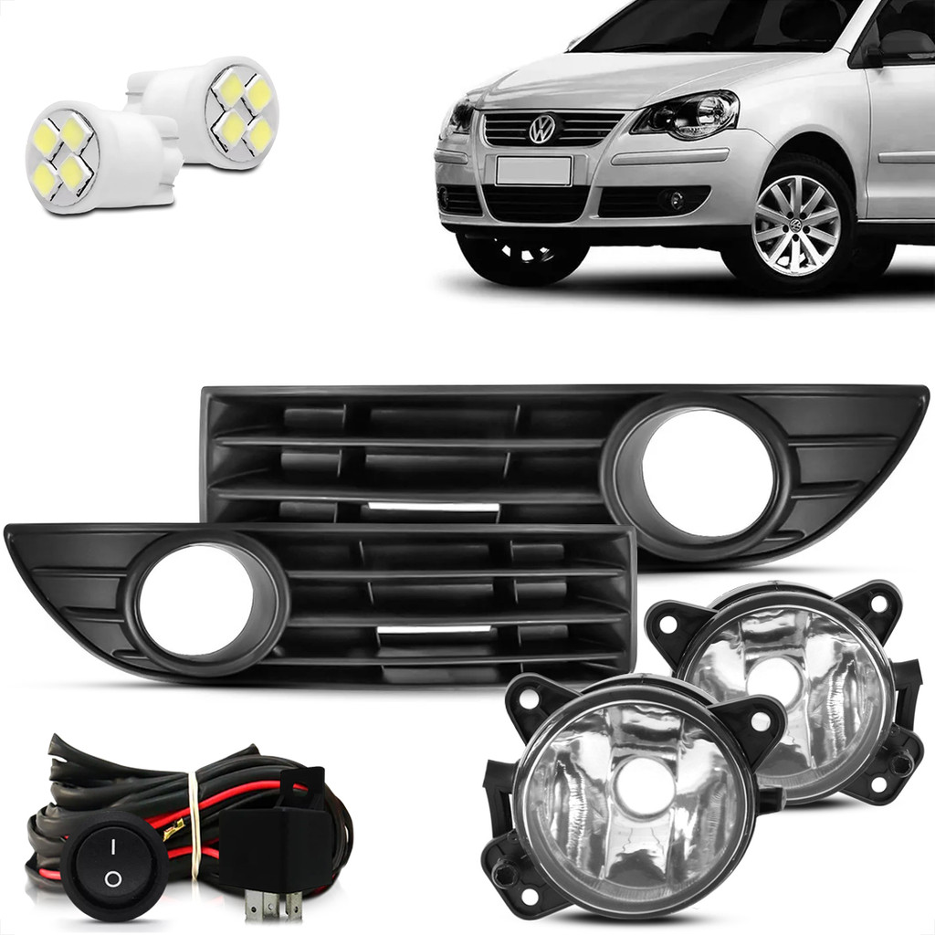Kit Farol De Milha Neblina Auxiliar Polo 2007 2008 2009 2010 2012