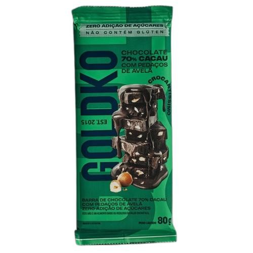 Chocolate Dark 70% Cacau com Pedaços de Avelã 80g GOLDKO - Food & Beverages