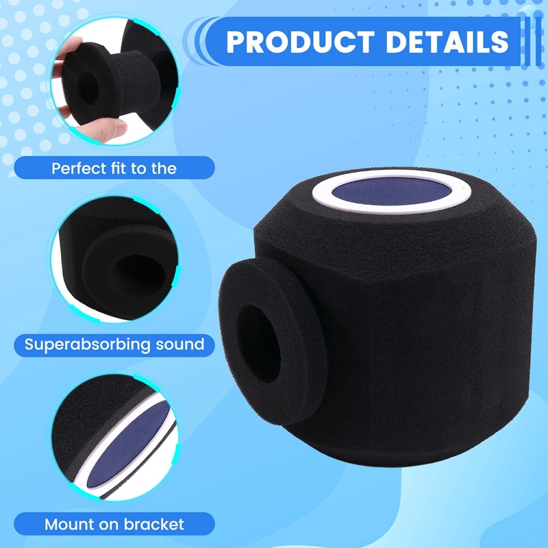 Microfone Vento-Filtro Escudo Acústico Para Estúdios De Gravação Espuma Absorvente De Som B