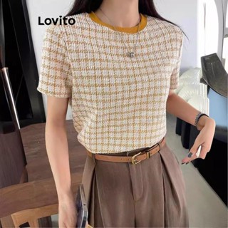 Lovito Blusa Casual Com Estampa De Guingão Blusa De Verão Para Mulheres LMD81300 em Oferta na Shopee
