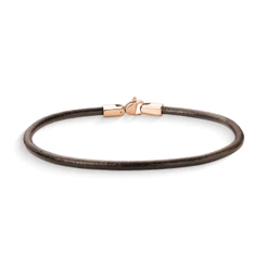 Pulseira de Slim Couro Marrom Masculina com Fecho Rosé Gold