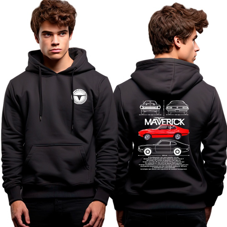 Moletom Canguru Casaco Corrida Lançamento Maverick anos 70