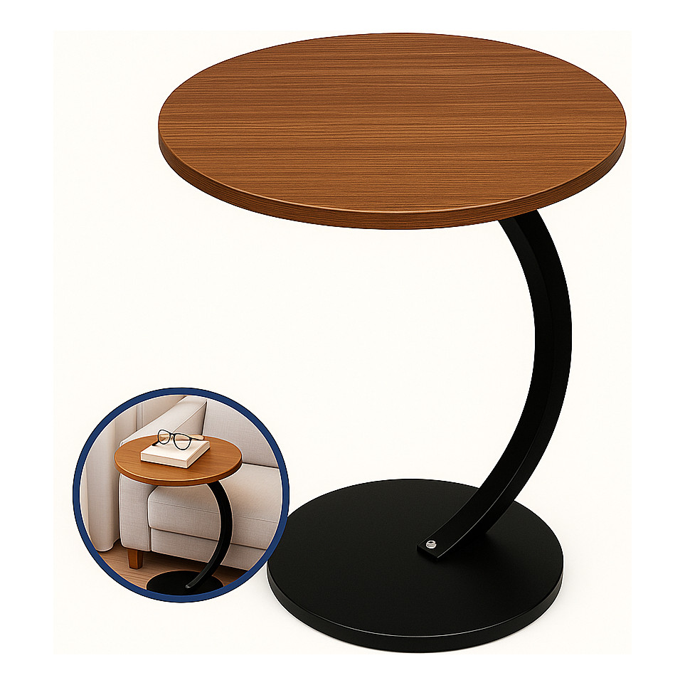 Mesa Apoio Lateral Redonda Mdf Notebook Sofá Cama Centro Nfe