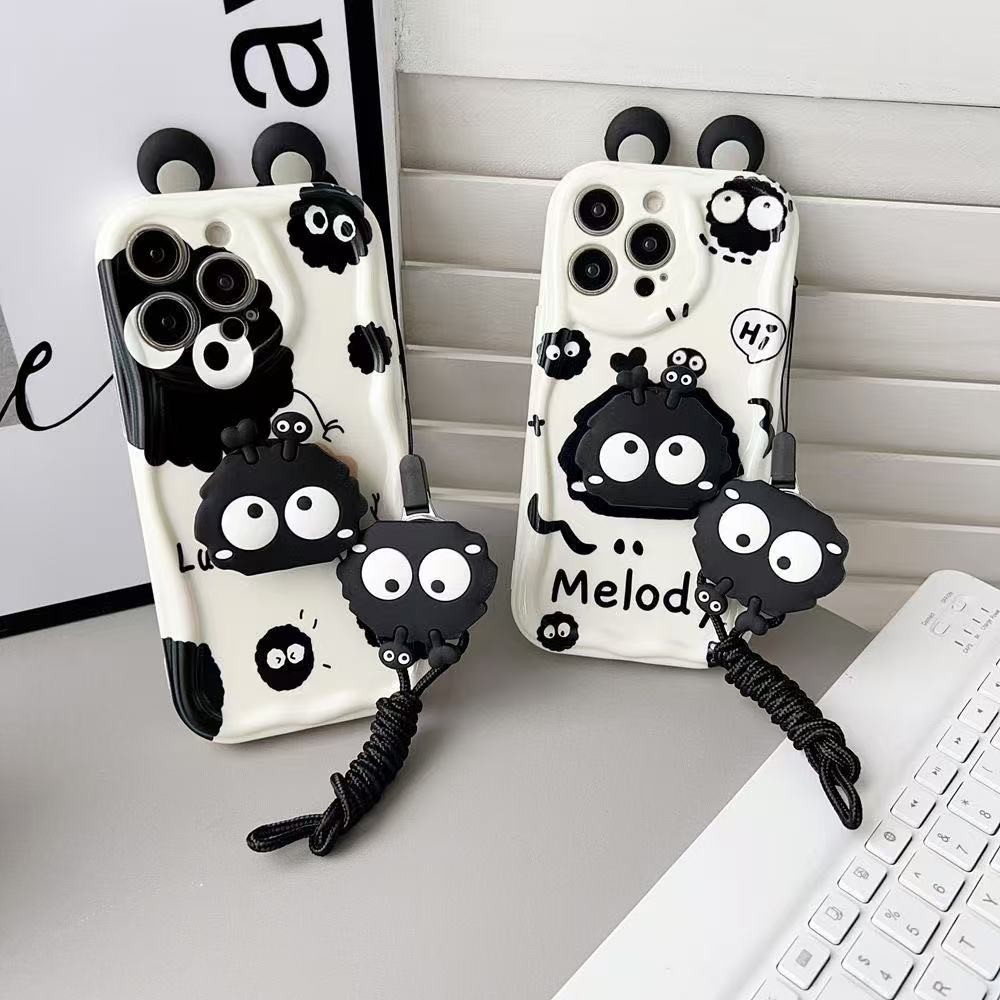 Para Samsung A56 A26 A36 A16 A06 A05 A05S A15 A14 A33 A53 A73 A13 A32 A22 A12 3D Bola De Carvão Preta Caixa De Telefone