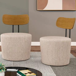 Kit 02 Poltronas Para Sala De Estar Decorativa Base Fixa Luara M03 Linho Cru - Lyam Decor